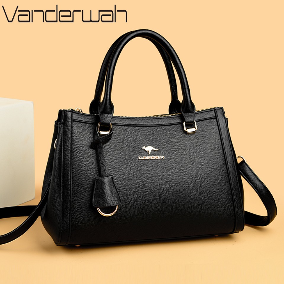 Leather Work Bag Women - กระเป๋าถือสะพายไหล่หนัง PU นุ่มยี่ห้อ Kangaroo สำหรับผู้หญิง กระเป๋าถือขนาดเล็กสำหรับคุณแม่