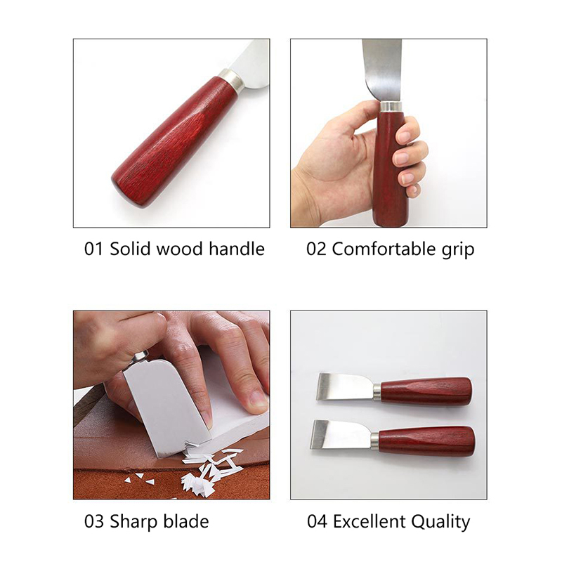 Leatherwork Knife - มีดตัดหนังสแตนเลส ด้ามไม้ สำหรับงานหนัง DIY