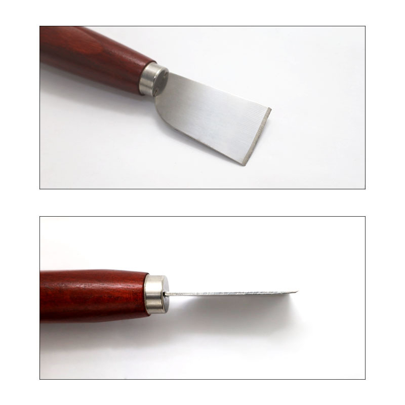 Leatherwork Knife - เครื่องมือทำหนัง DIY ใหม่ มีดตัดหนังด้ามไม้ สแตนเลส มีดตัดหนังแบบตัก