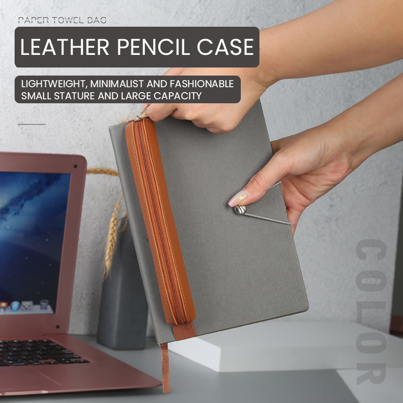 ที่ใส่ปากกาหนัง PU มีซิปเคสปาก - Leatherwork Books บทวิจารณ์และราคา