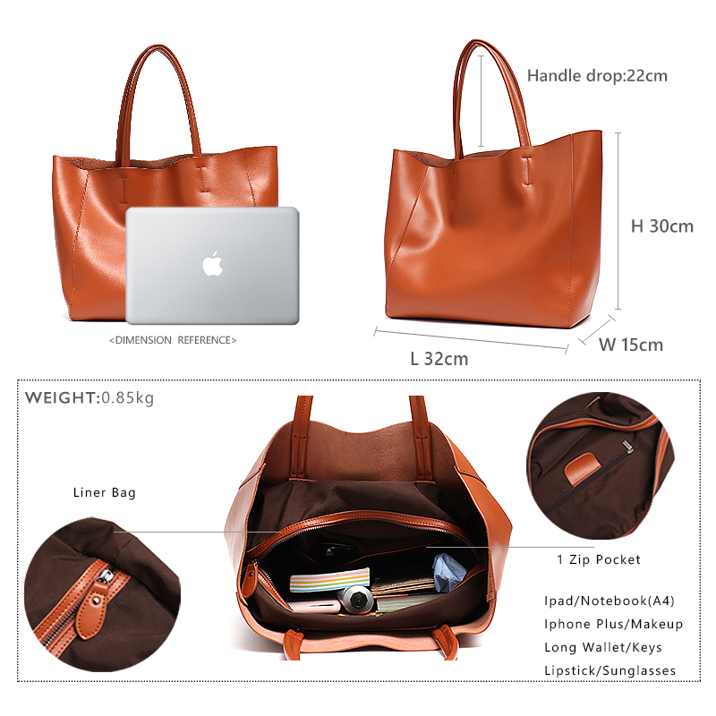 Minimalist Big Tote กระเป๋าผู้ - Leather Work Bag Women บทวิจารณ์และราคา