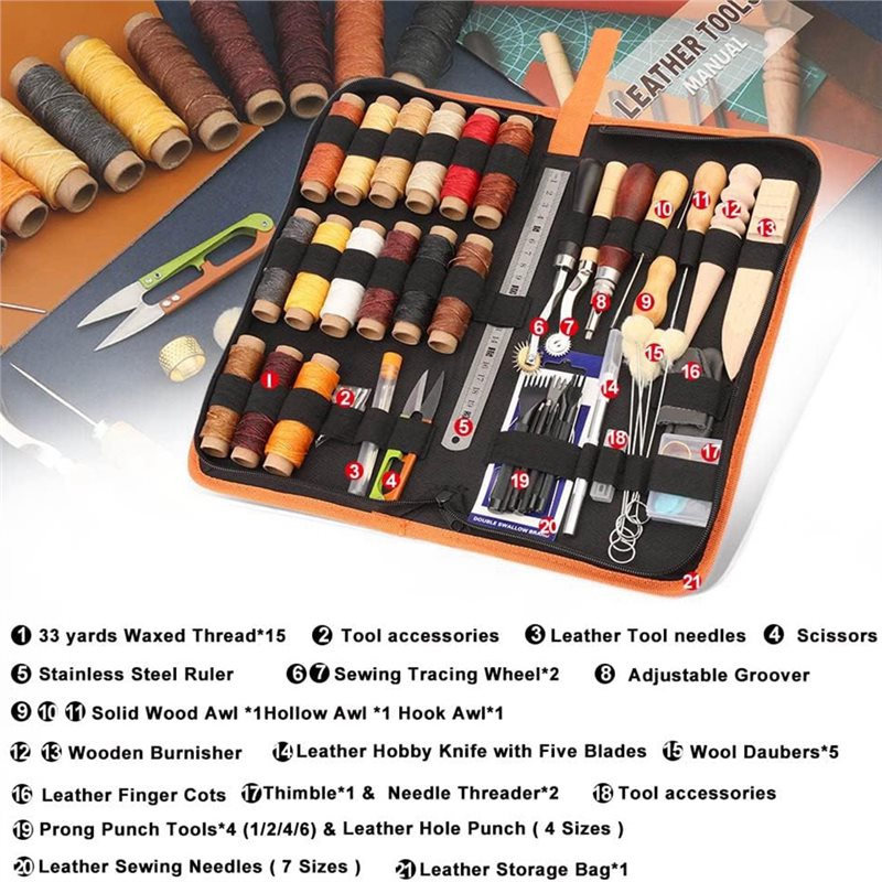 ชุดเครื่องมือทำงานหนัง AB08 66 - Beginner Leatherwork Kit บทวิจารณ์และราคา