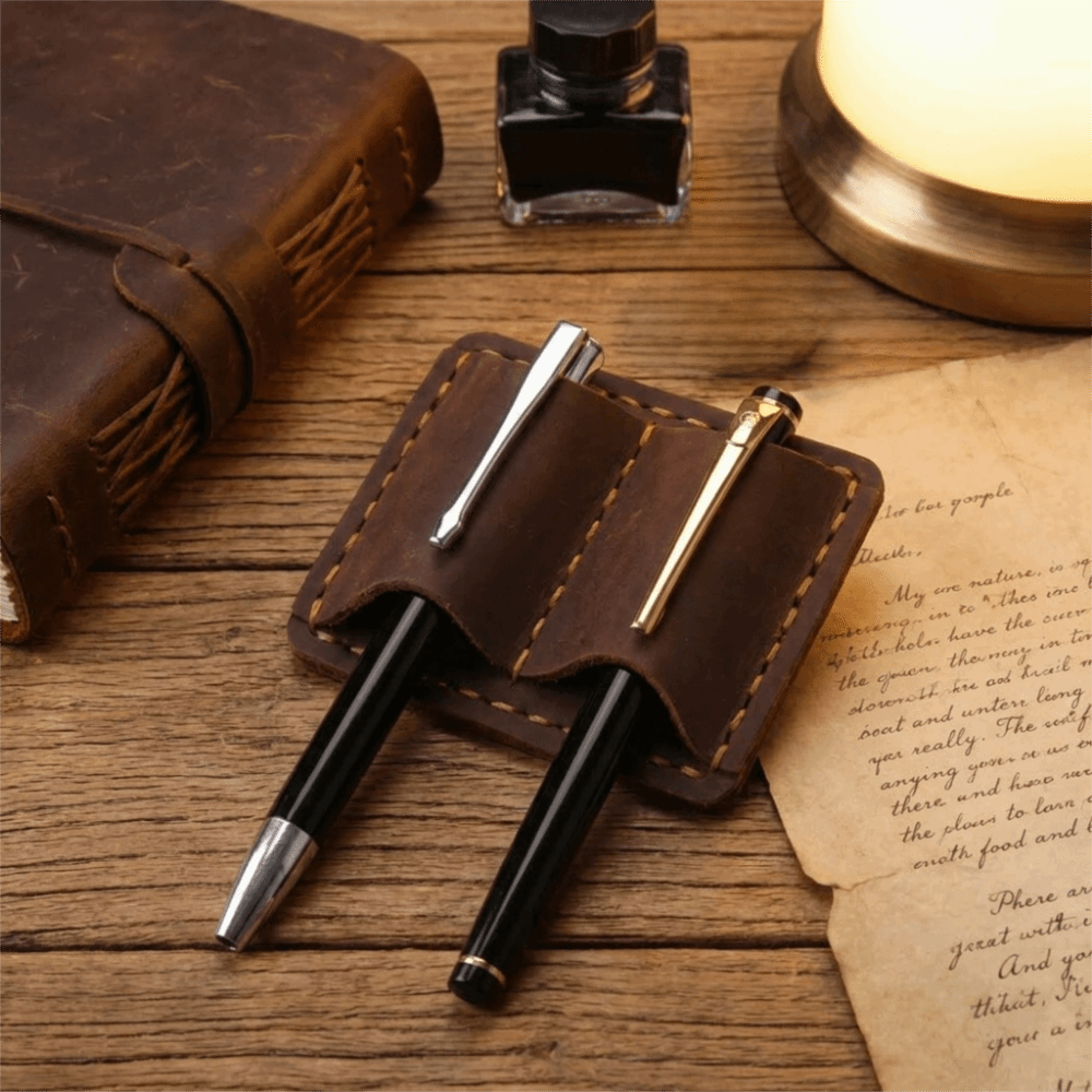 ที่ใส่ปากกาหนังวินเทจแบบคู่ ดี - Leatherwork Books บทวิจารณ์และราคา