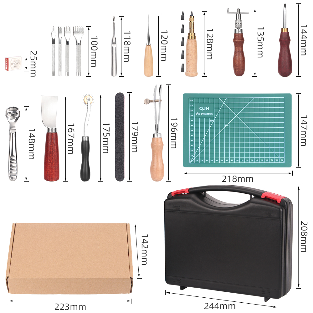 ชุดเครื่องมือทำหนัง QJH 15 ชิ้ - Beginner Leatherwork Kit บทวิจารณ์และราคา